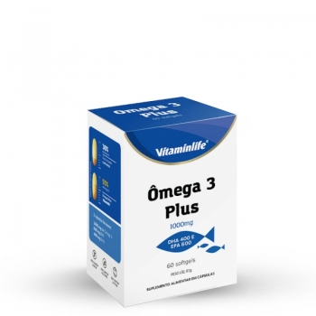 imagem Ômega 3 Plus (DHA 400 e EPA 600) - 1000 mg (60 cáps) - Vitaminlife